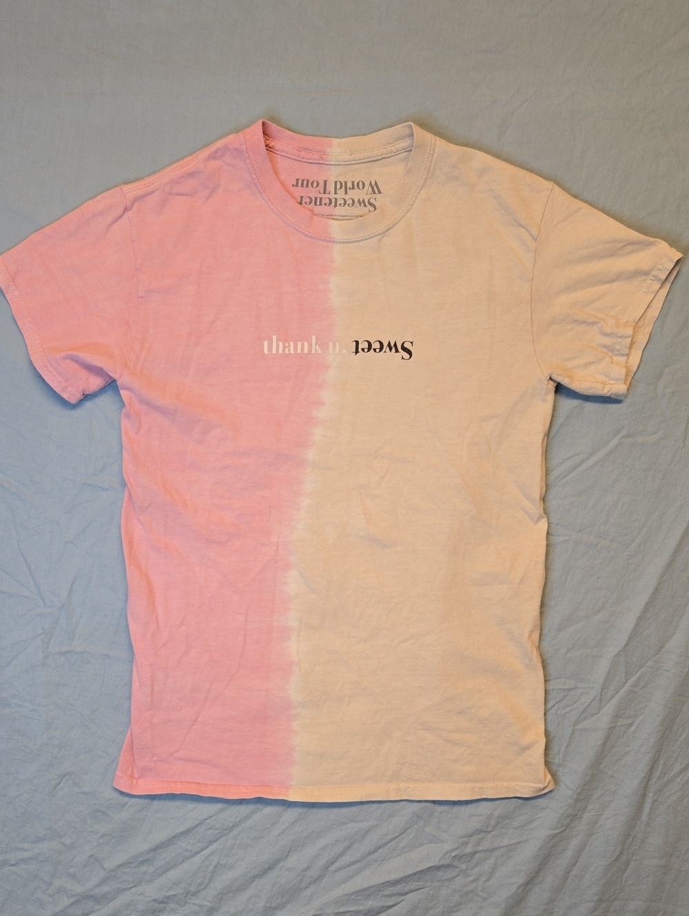 Ariana Grande Sweetner World Tour World Tour Pink & Cream Split Crewneck T-Shirt